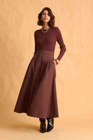 karavan clothing fashion fall winter 25 homecoming krvn collection carys skirt brown