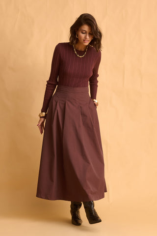 karavan clothing fashion fall winter 25 homecoming krvn collection carys skirt brown