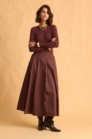 karavan clothing fashion fall winter 25 homecoming krvn collection enola knitted top brown