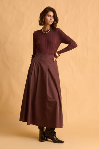 karavan clothing fashion fall winter 25 homecoming krvn collection carys skirt brown