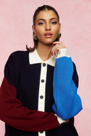 karavan fall winter 26' collection maura knitted cardigan blue bordeaux