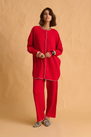 karavan clothing fashion fall winter 25 homecoming krvn collection cherith knitted shirt red