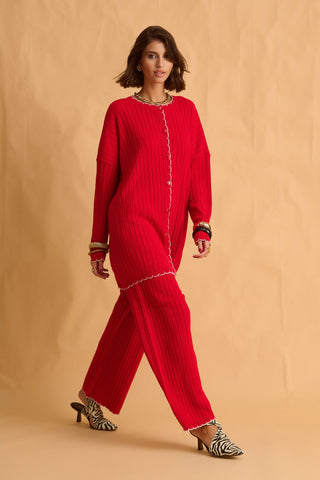 karavan clothing fashion fall winter 25 homecoming krvn collection cherith knitted shirt red