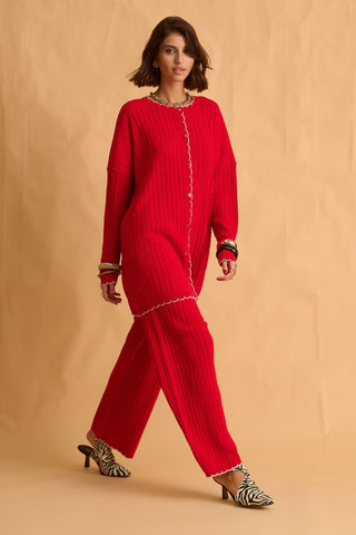 karavan clothing fashion fall winter 25 homecoming krvn collection noella knitted trousers red