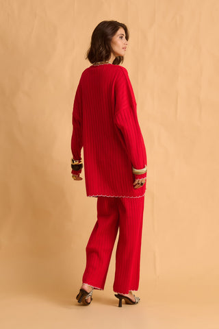 karavan clothing fashion fall winter 25 homecoming krvn collection cherith knitted shirt red