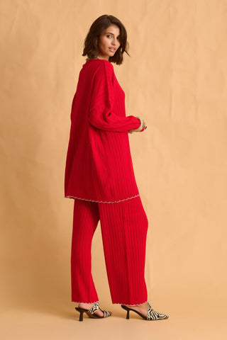 karavan clothing fashion fall winter 25 homecoming krvn collection noella knitted trousers red