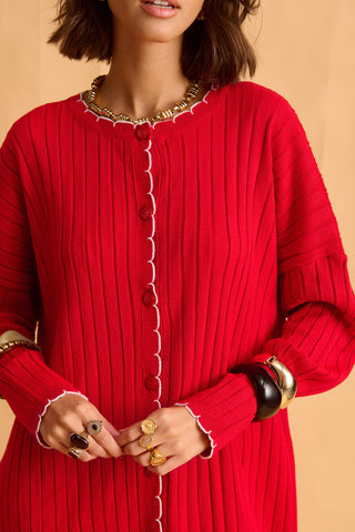 karavan clothing fashion fall winter 25 homecoming krvn collection cherith knitted shirt red