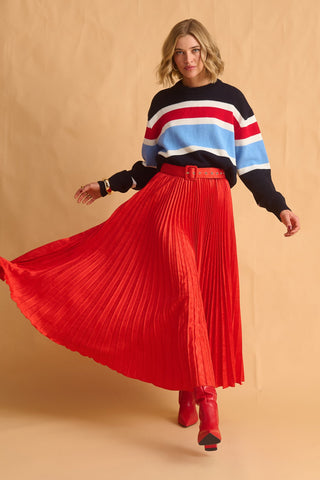 karavan clothing fashion fall winter 25 homecoming krvn collection chrysa skirt red
