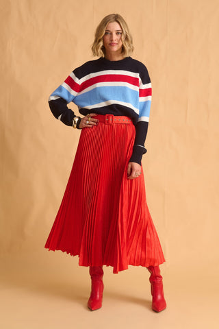 karavan clothing fashion fall winter 25 homecoming krvn collection chrysa skirt red