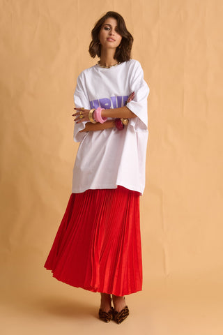 karavan clothing fashion fall winter 25 homecoming krvn collection chrysa skirt red