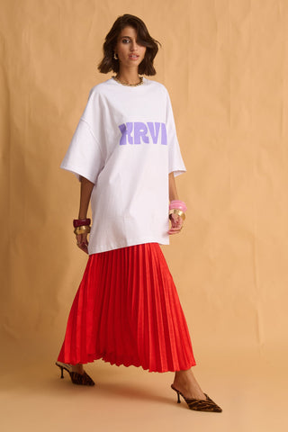 karavan clothing fashion fall winter 25 homecoming krvn collection chrysa skirt red