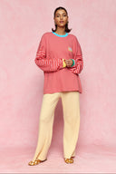 karavan loungewear planet fall winter 26' collection rosalin sweater pink red lines