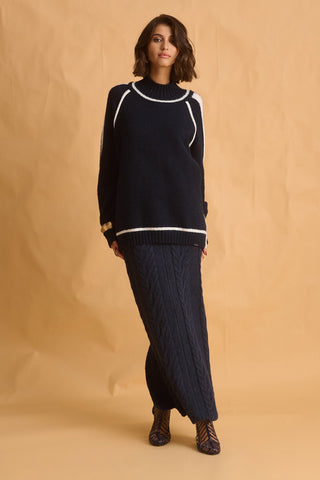 karavan clothing fashion fall winter 25 homecoming krvn collection brent knitted sweater dark blue 