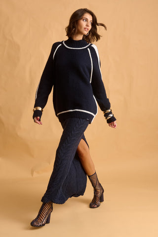 karavan clothing fashion fall winter 25 homecoming krvn collection brent knitted sweater dark blue 