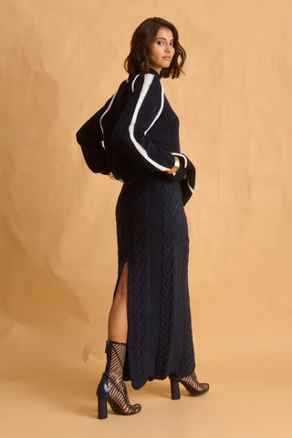 karavan clothing fashion fall winter 25 homecoming krvn collection brent knitted sweater dark blue 