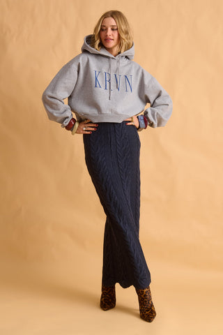 karavan clothing fashion fall winter 25 homecoming krvn collection yancy crop hoodie grey