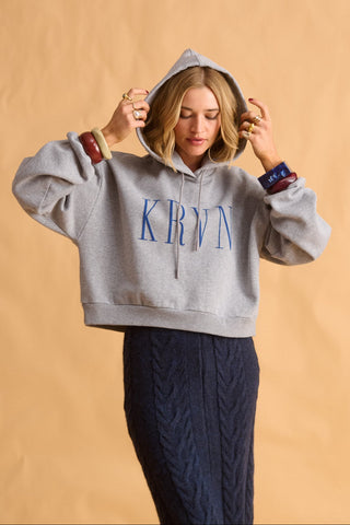 karavan clothing fashion fall winter 25 homecoming krvn collection yancy crop hoodie grey