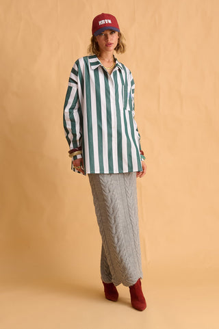 karavan clothing fashion fall winter 25 homecoming krvn collection ricarda shirt green stripes