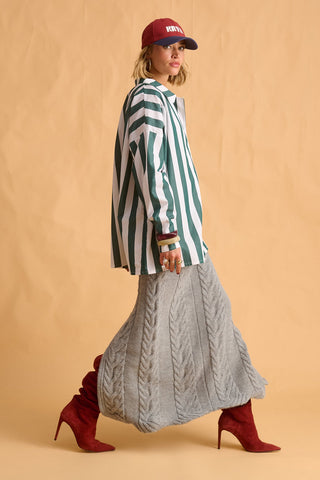 karavan clothing fashion fall winter 25 homecoming krvn collection ricarda shirt green stripes