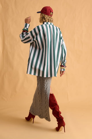 karavan clothing fashion fall winter 25 homecoming krvn collection ricarda shirt green stripes