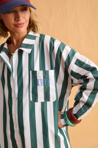 karavan clothing fashion fall winter 25 homecoming krvn collection ricarda shirt green stripes