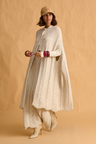 karavan clothing fashion fall winter 25 homecoming krvn collection blair knitted cape ivory