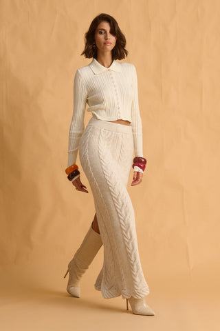 karavan clothing fashion fall winter 25 homecoming krvn collection clara knitted skirt ivory