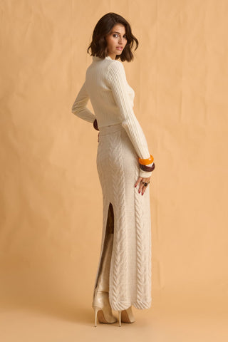 karavan clothing fashion fall winter 25 homecoming krvn collection clara knitted skirt ivory