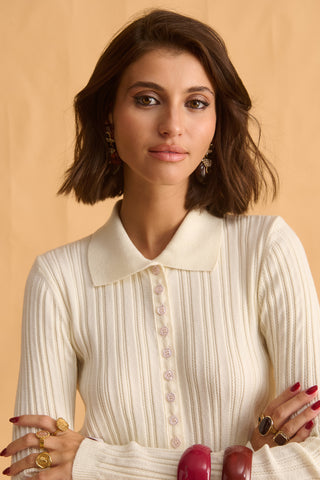 karavan clothing fashion fall winter 25 homecoming krvn collection quincy knitted top ivory