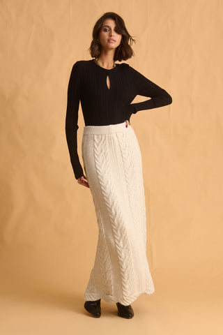 karavan clothing fashion fall winter 25 homecoming krvn collection clara knitted skirt ivory