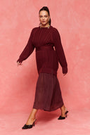 karavan fall winter 26' collection crystal knitted dress bordeaux