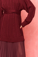 karavan fall winter 26' collection crystal knitted dress bordeaux