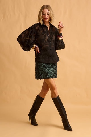 karavan clothing fashion fall winter 25 homecoming krvn collection dakota mini skirt green fur