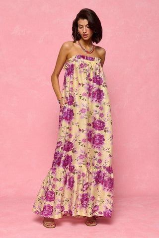 karavan clothing fashion spring summer 26 nai collection daniela dress foral lemon purple