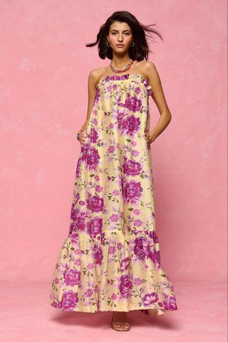 karavan clothing fashion spring summer 26 nai collection daniela dress foral lemon purple