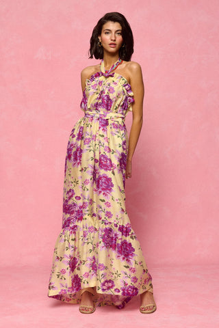 karavan clothing fashion spring summer 26 nai collection daniela dress foral lemon purple