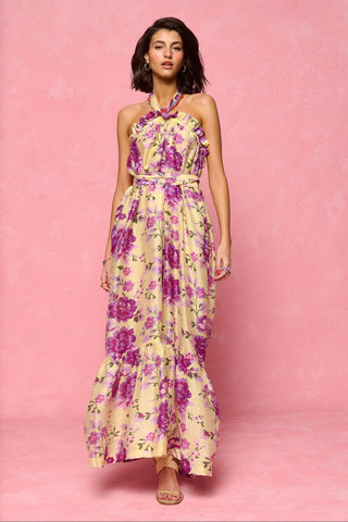 karavan clothing fashion spring summer 26 nai collection daniela dress foral lemon purple