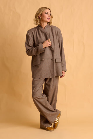 karavan clothing fashion fall winter 25 homecoming krvn collection beatriz blazer checked brown