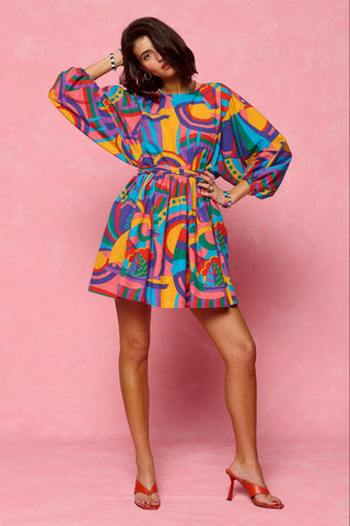 karavan clothing fashion spring summer 26 nai collection darla mini dress multicolor abstract