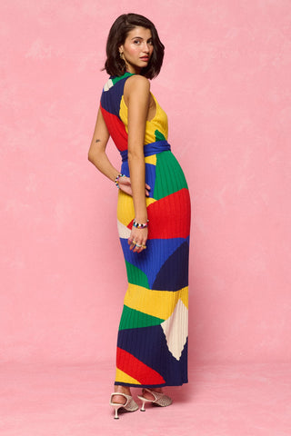 karavan clothing fashion spring summer 26 nai collection denise knitted dress multicolor polygon