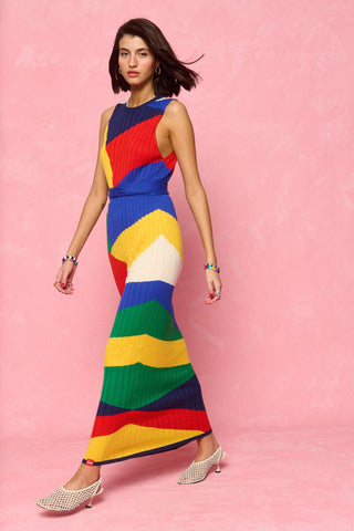 karavan clothing fashion spring summer 26 nai collection denise knitted dress multicolor polygon