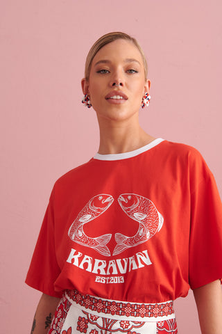 karavan clothing fashion spring summer 24 collection dino tee red