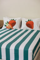 karavan clothing planet homeware collection spring summer 25 fitted sheet green stripes