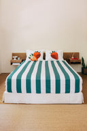 karavan clothing planet homeware collection spring summer 25 fitted sheet green stripes