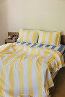karavan clothing planet homeware collection spring summer 25 flat sheet yellow stripes
