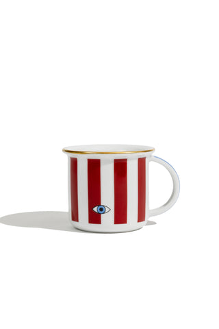 Porcelain Espresso Mug (Red Stripes)