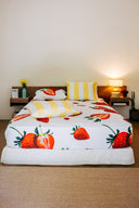 karavan clothing planet homeware collection spring summer 25 fitted sheet 160x200 180x200 strawberries