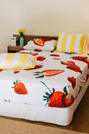 karavan clothing planet homeware collection spring summer 25 fitted sheet 160x200 180x200 strawberries