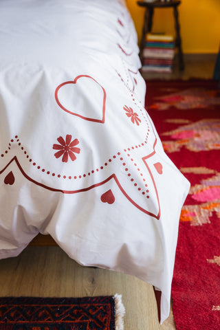 karavan clothing planet homeware collection fall winter 25 26 duvet cover hearts burgundy stripes