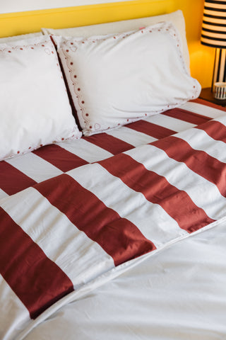 karavan clothing planet homeware collection fall winter 25 26 duvet cover hearts burgundy stripes